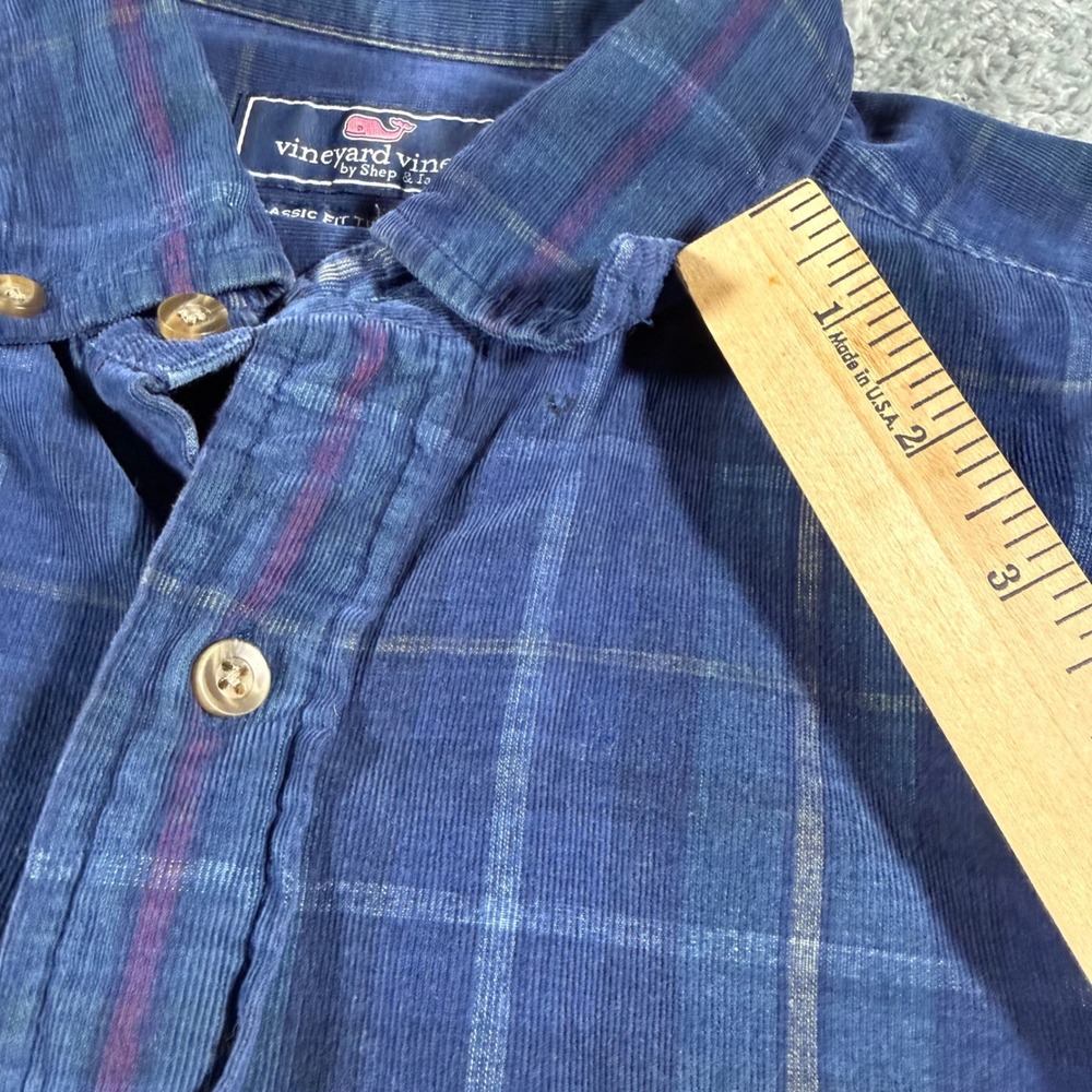 Vineyard Vines Button Down Shirt Mens XL Blue Corduroy Plaid Classic Fit Tucker - Picture 5 of 7
